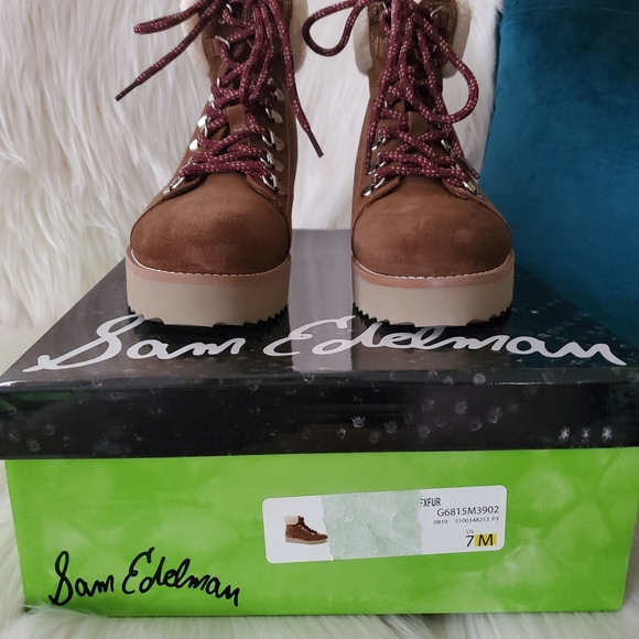 NEW Sam Edelman Franc Faux Shearling Hiking Boots - Picture 6 of 10